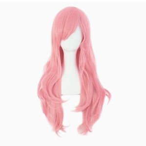 Pink wig long with wig cap